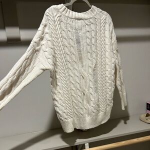 Distressed Express Sweater Cream Size Small Oversized